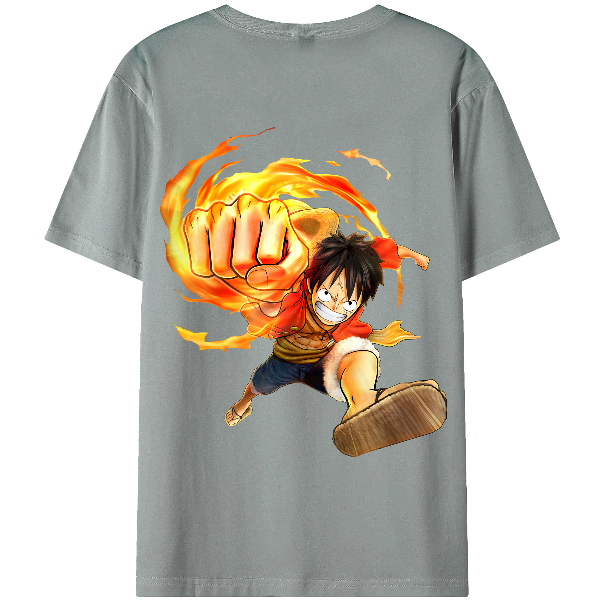（画像用） ワンピース モンキー・D・ルフィ ONE PIECE Monkey D. Luffy 綿100％ メンズ半袖Tシャツ（バックプリント） 通気性